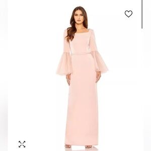 Mac Duggal Women's Flounced Sleeve Square Neck Column Gown Dress